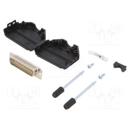 10 pcs : DPPK25-BK-DBP-W-K - D-Sub, PIN: 25, plug, male, soldering, for cable, white