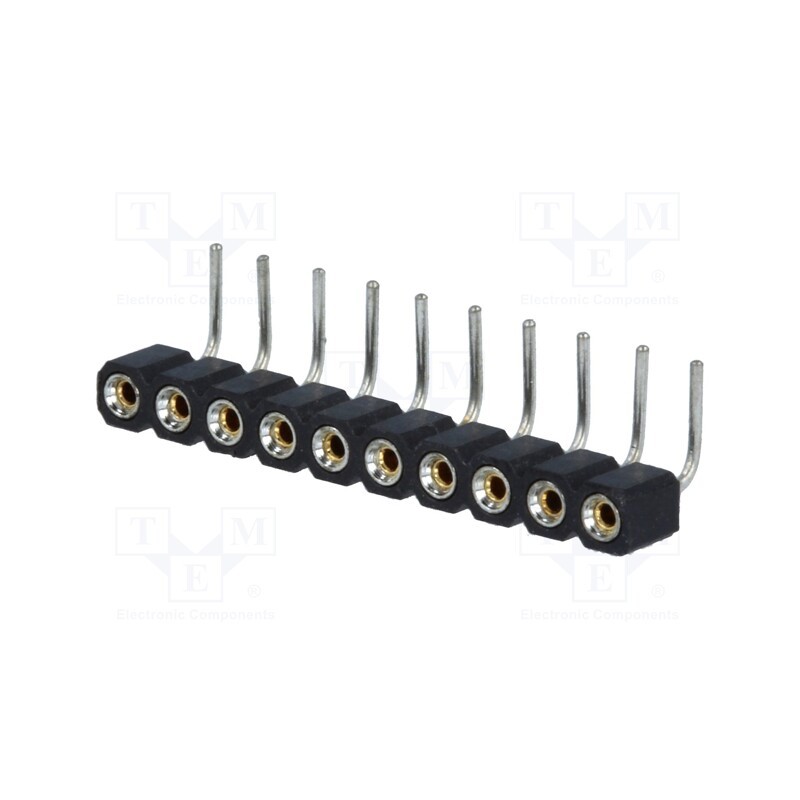 10 pcs : DS1002-01-1*10R13 - Socket, pin strips, female, PIN: 10, turned contacts, angled 90°