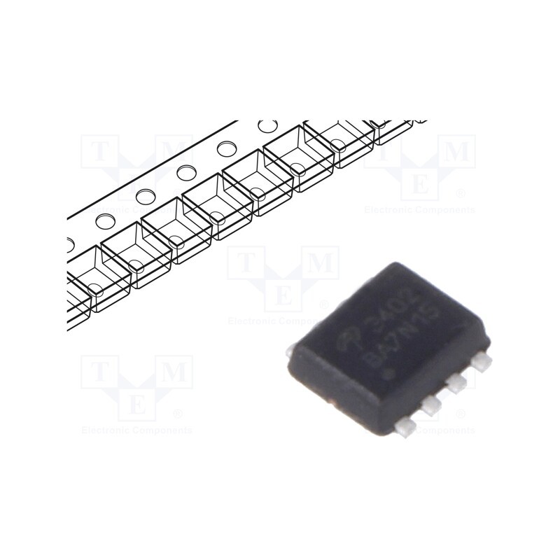 10 pcs : AON3402 - Transistor: N-MOSFET, unipolar, 20V, 9.6A, 3W, DFN8