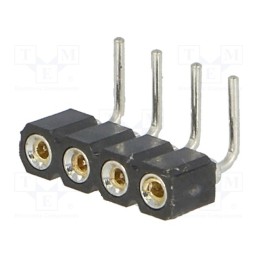 20 pcs : DS1002-01-1*4R13-JK - Socket, pin strips, female, PIN: 4, turned contacts, angled 90°