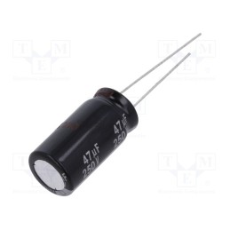 10 pcs : EEUED2E470 - Capacitor: electrolytic, THT, 47uF, 250VDC, Ø12.5x25mm, Pitch: 5mm
