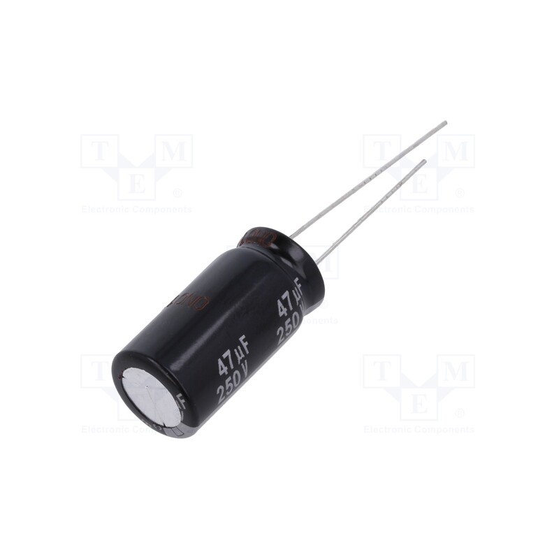 10 pcs : EEUED2E470 - Capacitor: electrolytic, THT, 47uF, 250VDC, Ø12.5x25mm, Pitch: 5mm