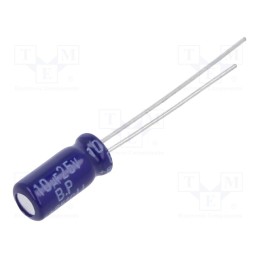 50 pcs : ECEA1EN100U - Capacitor: electrolytic, bipolar, THT, 10uF, 25VDC, Ø5x11mm, ±20%