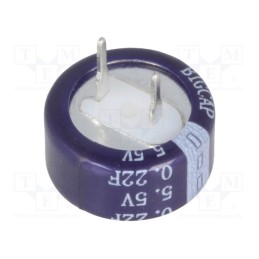 10 pcs : BCE005R5C224FS - Supercapacitor, THT, 0.22F, 5.5VDC, ±20%, Ø13.5x6.6mm, -25÷70°C