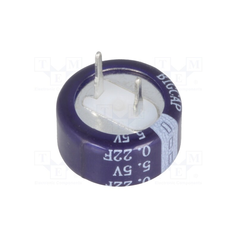 10 pcs : BCE005R5C224FS - Supercapacitor, THT, 0.22F, 5.5VDC, ±20%, Ø13.5x6.6mm, -25÷70°C