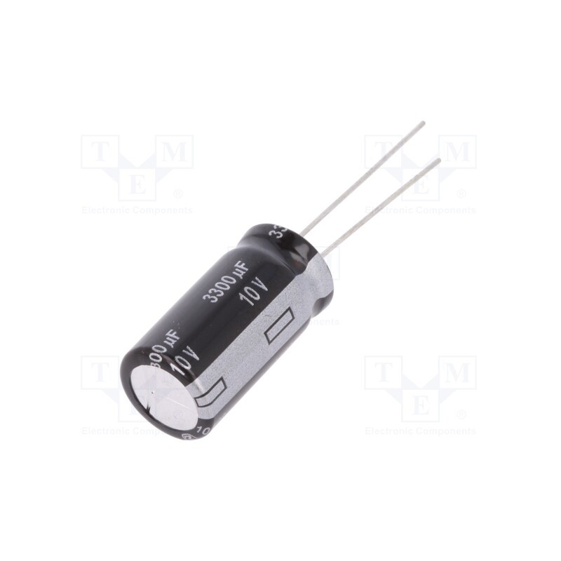 10 pcs : EEUEB1A332 - Capacitor: electrolytic, THT, 3300uF, 10VDC, Ø12.5x25mm, Pitch: 5mm