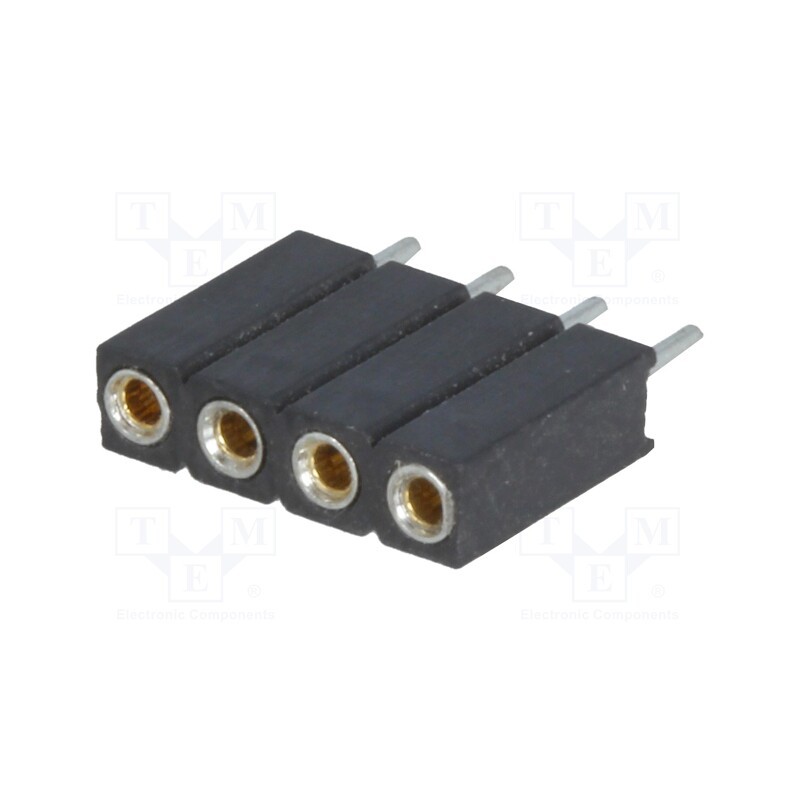 10 pcs : DS1002-03-1*4131 - Socket, pin strips, female, PIN: 4, turned contacts, straight, THT