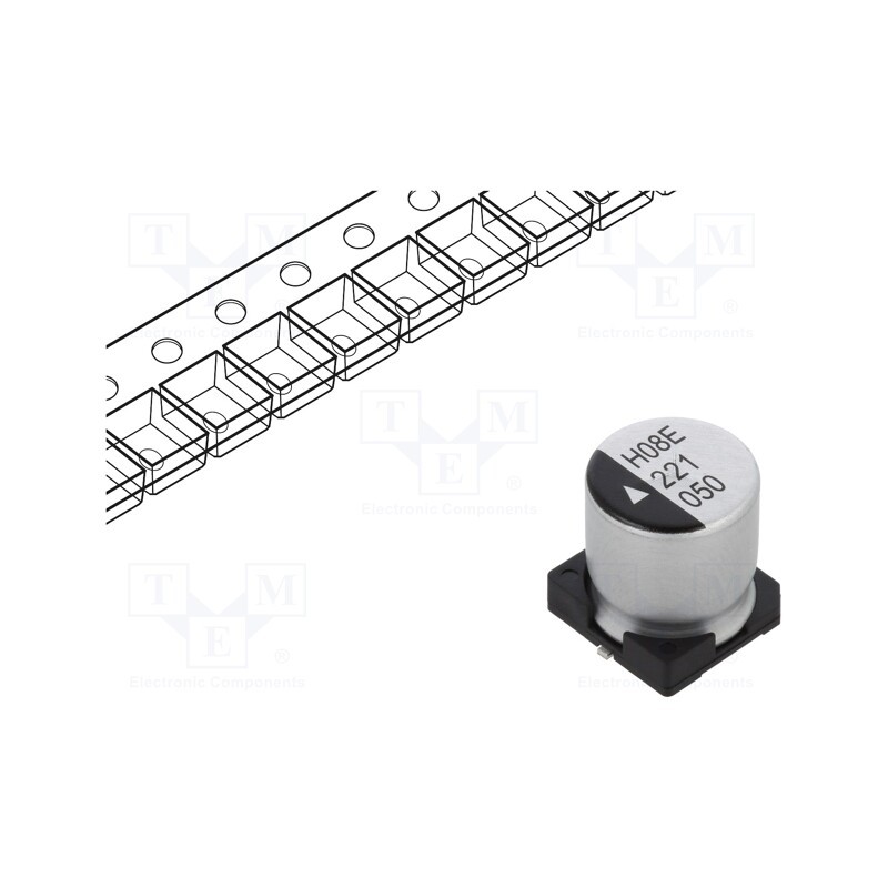 10 pcs : AEH1213221M050R - Capacitor: electrolytic, SMD, 220uF, 50VDC, Ø12.5x13.5mm, 5000h