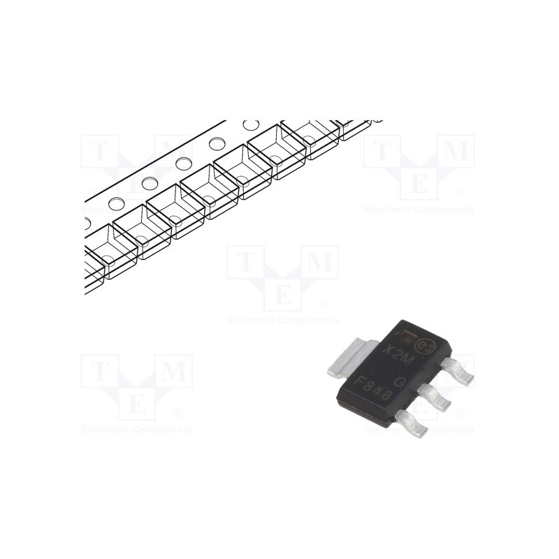 10 pcs : X0202MN 5BA4 - Thyristor, 600V, Ifmax: 1.25A, 0.8A, Igt: 200uA, SOT223, SMD