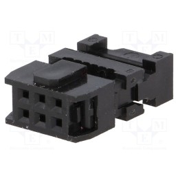 10 pcs : DS1016-06MA2BB - Plug, IDC, female, PIN: 6, with cable clamp, IDC, for ribbon cable