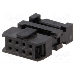 10 pcs : DS1016-08MA2BB - Plug, IDC, female, PIN: 8, with cable clamp, IDC, for ribbon cable