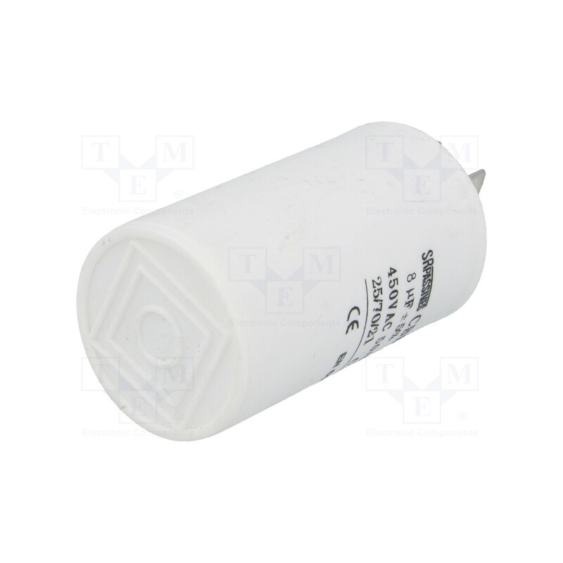 10 pcs : CBB60A-8/450 - Capacitor: motors, run, 8uF, 450V, Ø35x60mm, -25÷70°C, ±5%, 3000h