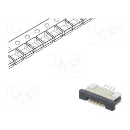 20 pcs : DS1020-07-04VBT1B-R - Connector: FFC/FPC, horizontal, PIN: 4, ZIF, SMT, tinned, 30mΩ, 1mm