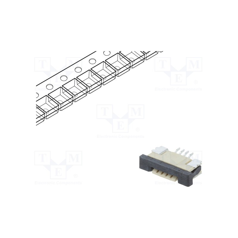 20 pcs : DS1020-07-04VBT1B-R - Connector: FFC/FPC, horizontal, PIN: 4, ZIF, SMT, tinned, 30mΩ, 1mm