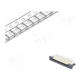 20 pcs : DS1020-07-10VBT1A-R - Connector: FFC/FPC, horizontal, PIN: 10, ZIF, SMT, tinned, 30mΩ, 1mm