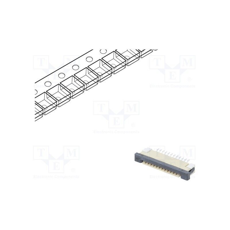20 pcs : DS1020-07-12VBT1B-R - Connector: FFC/FPC, horizontal, PIN: 12, ZIF, SMT, tinned, 30mΩ, 1mm