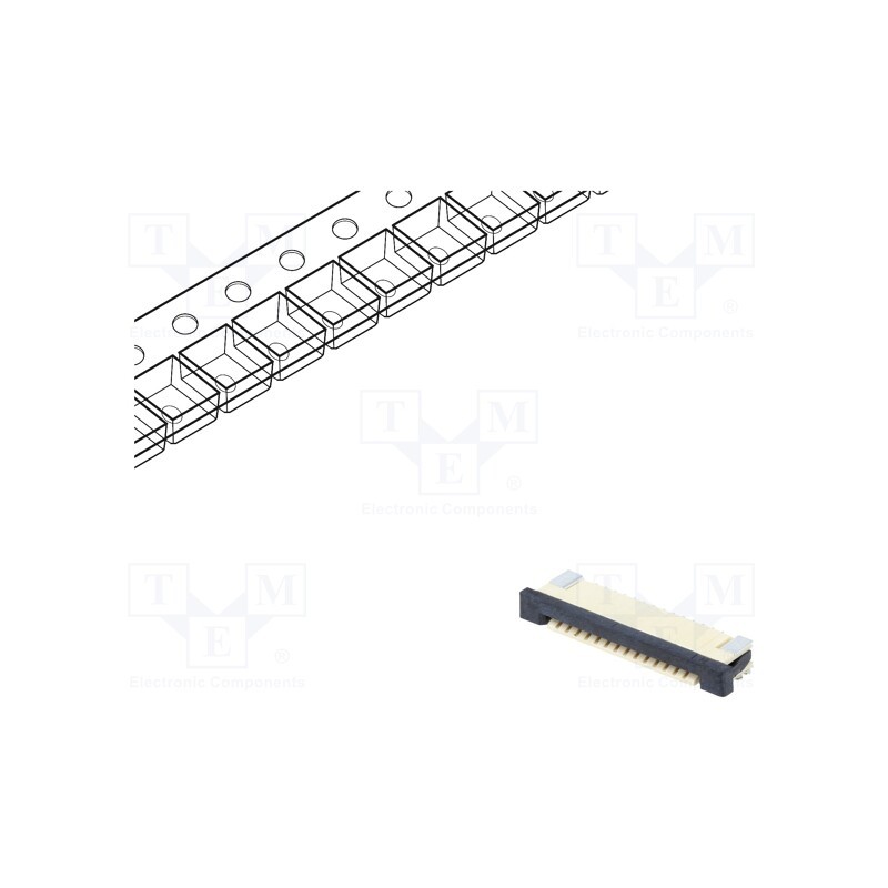 20 pcs : DS1020-07-14VBT1A-R - Connector: FFC/FPC, horizontal, PIN: 14, ZIF, SMT, tinned, 30mΩ, 1mm