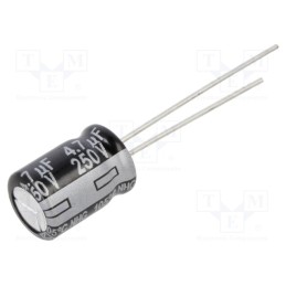50 pcs : ECA2EHG4R7 - Capacitor: electrolytic, THT, 4.7uF, 250VDC, Ø8x11.5mm, ±20%, 2000h