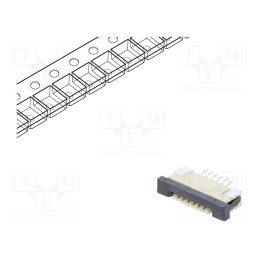 20 pcs : DS1020-07-6VBT1B-R - Connector: FFC/FPC, horizontal, PIN: 6, ZIF, SMT, tinned, 30mΩ, 1mm
