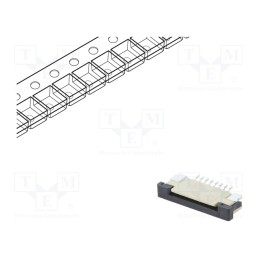 20 pcs : DS1020-07-8VBT1A-R - Connector: FFC/FPC, horizontal, PIN: 8, ZIF, SMT, tinned, 30mΩ, 1mm