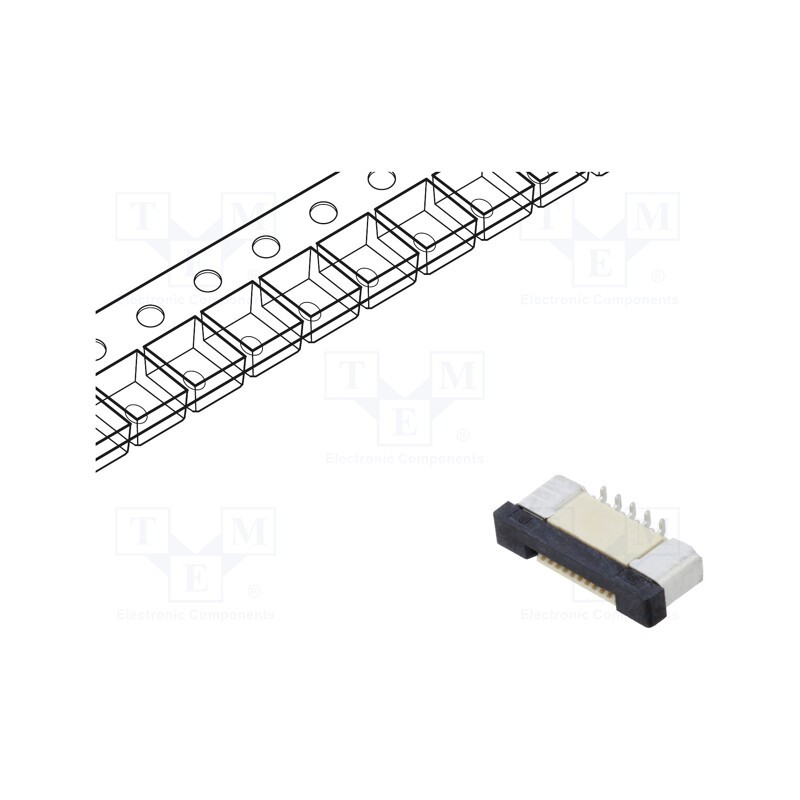 20 pcs : DS1020-08-10VBT12 - Connector: FFC/FPC, vertical, PIN: 10, ZIF, SMT, 500mA, tinned, 30mΩ