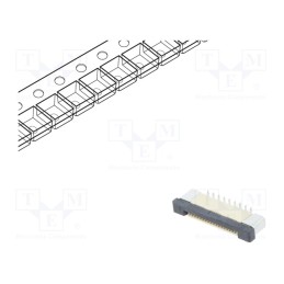 20 pcs : DS1020-08-18VBT11-R - Connector: FFC/FPC, vertical, PIN: 18, ZIF, SMT, 500mA, tinned, 30mΩ