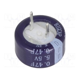 10 pcs : BCE005R5C474FS - Supercapacitor, THT, 0.47F, 5.5VDC, ±20%, Ø13.5x7.3mm, -25÷70°C