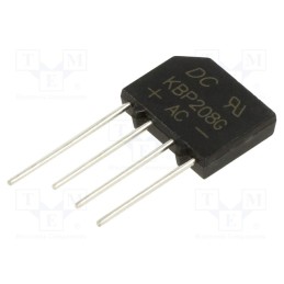 20 pcs : KBP208G - Bridge rectifier: single-phase, Urmax: 800V, If: 2A, Ifsm: 60A, flat