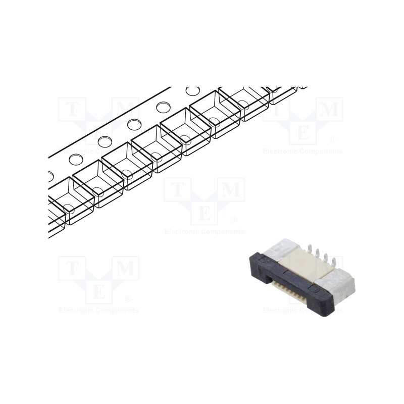 20 pcs : DS1020-08-8VBT11-R - Connector: FFC/FPC, horizontal, PIN: 8, ZIF, SMT, 500mA, tinned, 30mΩ