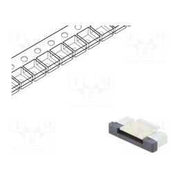 20 pcs : DS1020-09-10VBT1A-R - Connector: FFC/FPC, horizontal, PIN: 10, ZIF, SMT, 500mA, tinned