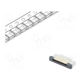 20 pcs : DS1020-09-14VBT1A-R - Connector: FFC/FPC, horizontal, PIN: 14, ZIF, SMT, 500mA, tinned