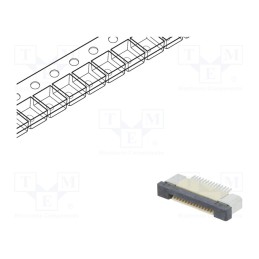 20 pcs : DS1020-09-14VBT1B-R - Connector: FFC/FPC, horizontal, PIN: 14, ZIF, SMT, 500mA, tinned