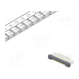 20 pcs : DS1020-09-16VBT1B-R - Connector: FFC/FPC, horizontal, PIN: 16, ZIF, SMT, 500mA, tinned