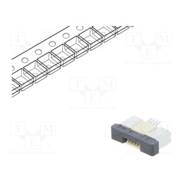 20 pcs : DS1020-09-4VBT1B-R - Connector: FFC/FPC, horizontal, PIN: 4, ZIF, SMT, 500mA, tinned, 30mΩ