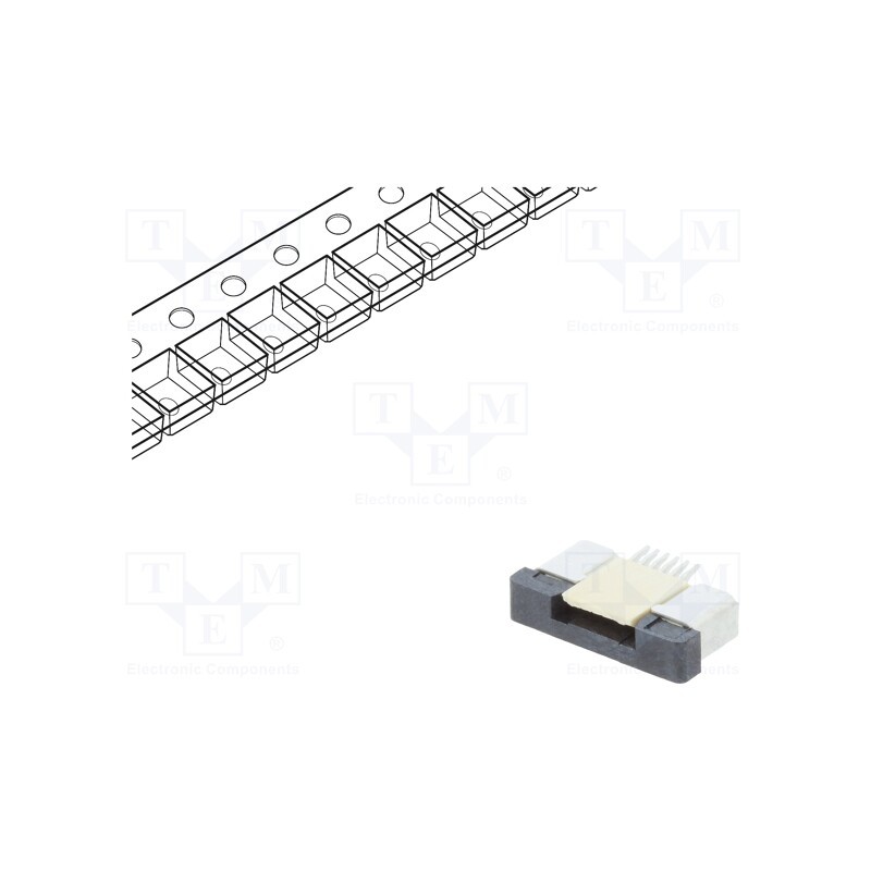20 pcs : DS1020-09-6VBT1A-R - Connector: FFC/FPC, horizontal, PIN: 6, ZIF, SMT, 500mA, tinned, 30mΩ