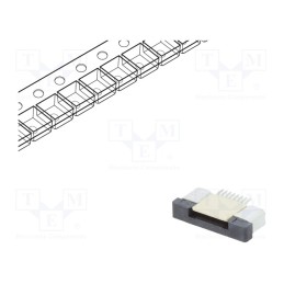20 pcs : DS1020-09-8VBT1A-R - Connector: FFC/FPC, horizontal, PIN: 8, ZIF, SMT, 500mA, tinned, 30mΩ