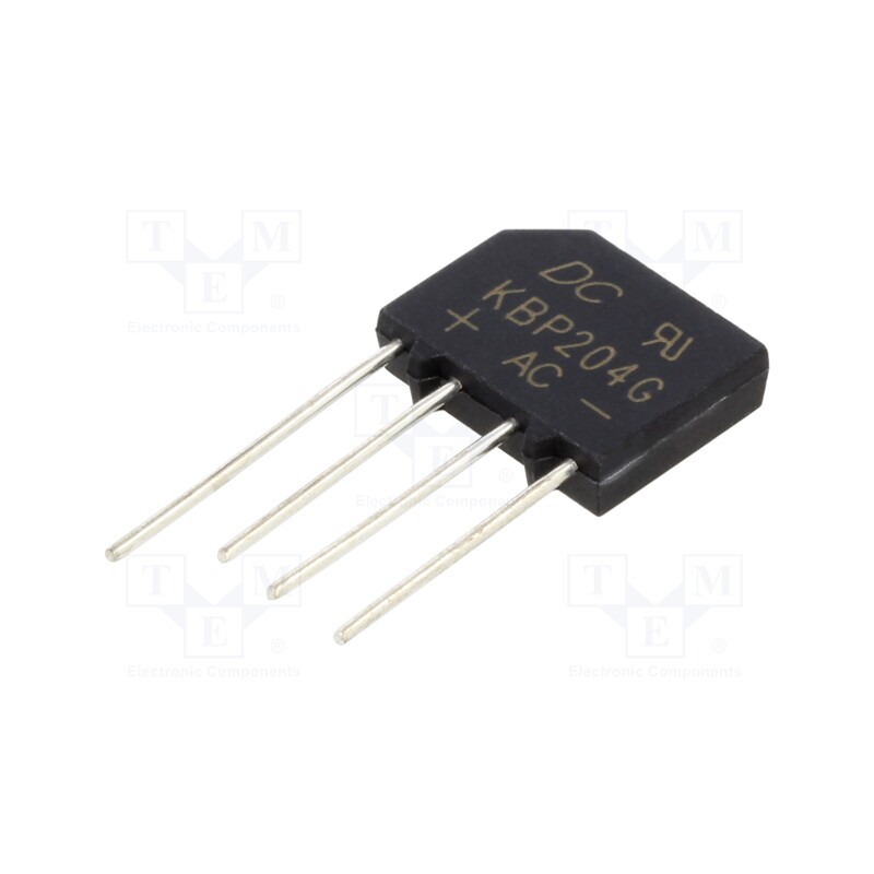 20 pcs : KBP204G - Bridge rectifier: single-phase, Urmax: 400V, If: 2A, Ifsm: 60A, flat