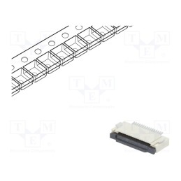 20 pcs : DS1020-11-16VBT1-R - Connector: FFC/FPC, horizontal, PIN: 16, ZIF, SMT, 500mA, tinned