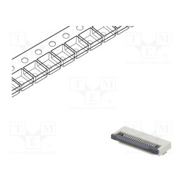 20 pcs : DS1020-11-18VBT1-R - Connector: FFC/FPC, horizontal, PIN: 18, ZIF, SMT, 500mA, tinned