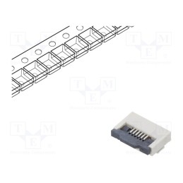 20 pcs : DS1020-11-6VBT1-R - Connector: FFC/FPC, horizontal, PIN: 6, ZIF, SMT, 500mA, tinned, 30mΩ