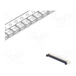 20 pcs : DS1020-12-30VBT1A-R - Connector: FFC/FPC, horizontal, PIN: 30, ZIF, SMT, 500mA, tinned
