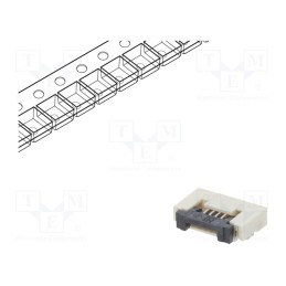 20 pcs : DS1020-12-4VBT1A-R - Connector: FFC/FPC, horizontal, PIN: 4, ZIF, SMT, 500mA, tinned, 30mΩ
