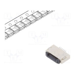 20 pcs : DS1020-12-6VBT1A-R - Connector: FFC/FPC, horizontal, PIN: 6, ZIF, SMT, 500mA, tinned, 30mΩ