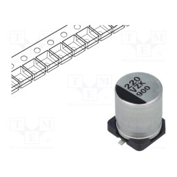 10 pcs : EEHZK1V221UP - Capacitor: hybrid, 220uF, 35VDC, ESR: 27mΩ, ZKU, SMD, ±20%, -55÷125°C