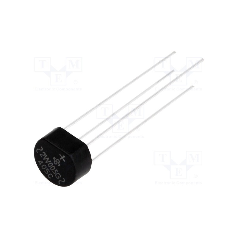 10 pcs : 2W005G-E4/51 - Bridge rectifier: single-phase, Urmax: 50V, If: 2A, Ifsm: 60A, round