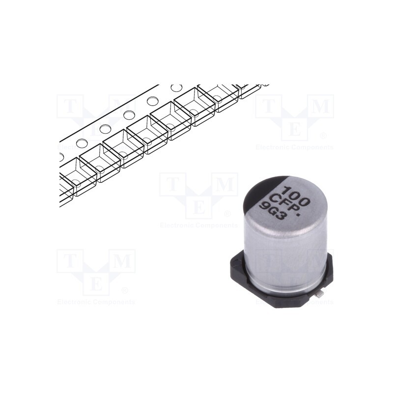 50 pcs : EEEFPC101XAP - Capacitor: electrolytic, low ESR, SMD, 100uF, 16VDC, Ø6.3x7.7mm