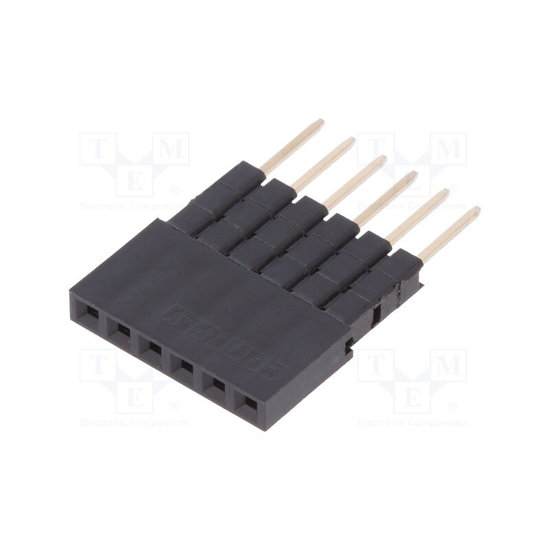 10 pcs : DS1023-05-1*106B8-A16.0/B6.8 - Socket, pin strips, female, PIN: 6, straight, 2.54mm, THT, 1x6, L16mm