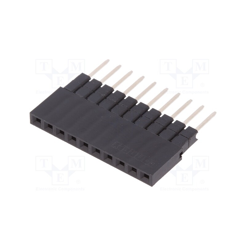 10 pcs : DS1023-05-1*10B81 - Socket, pin strips, female, PIN: 10, straight, 2.54mm, THT, 1x10