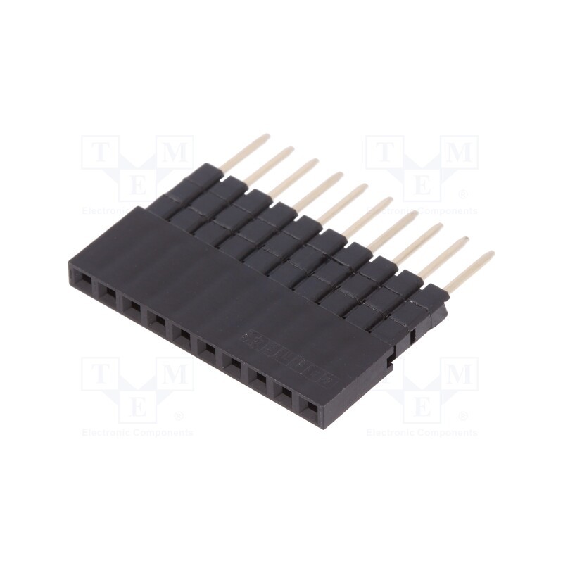 10 pcs : DS1023-05-1*10B8-A16.0/B6.8 - Socket, pin strips, female, PIN: 10, straight, 2.54mm, THT, 1x10