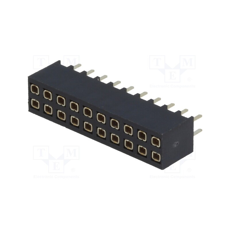 10 pcs : DS1023-07-2*10V8 - Socket, pin strips, female, PIN: 20, straight, 2.54mm, THT, 2x10